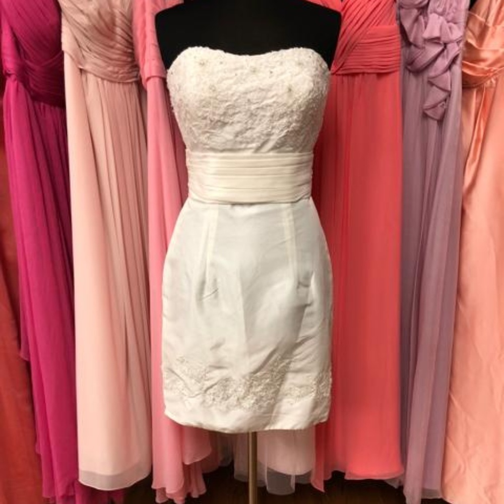 Da Vinci Short Lace Sequin Bead Wedding Dress